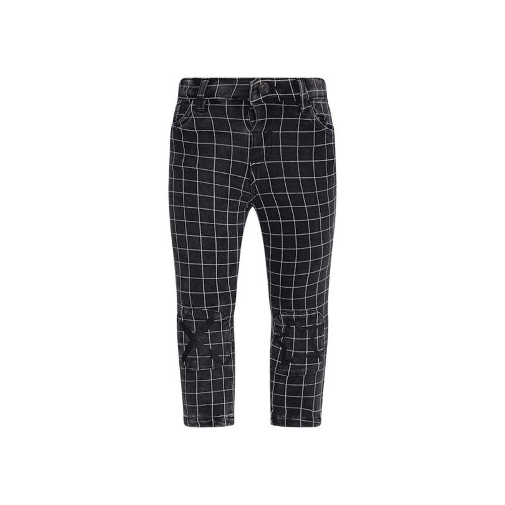 Kids Black Checkered Jeans